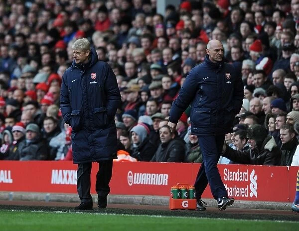 Arsene Wenger and Steve Bould at Liverpool's Anfield: Arsenal vs. Liverpool (2013-14)