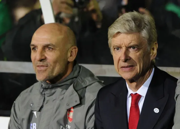 Framed Print : Arsene Wenger and Steve Bould before Sutton United vs. Arsenal FA Cup Match, 2017
