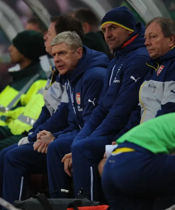 Framed Print : Arsene Wenger and Steve Bould: Unwavering Determination at Britannia Stadium (Stoke City vs Arsenal, 2014-15) Framed Print : Arsene Wenger and Steve Bould: Unwavering Determination at Britannia Stadium (Stoke City vs Arsenal, 2014-15)