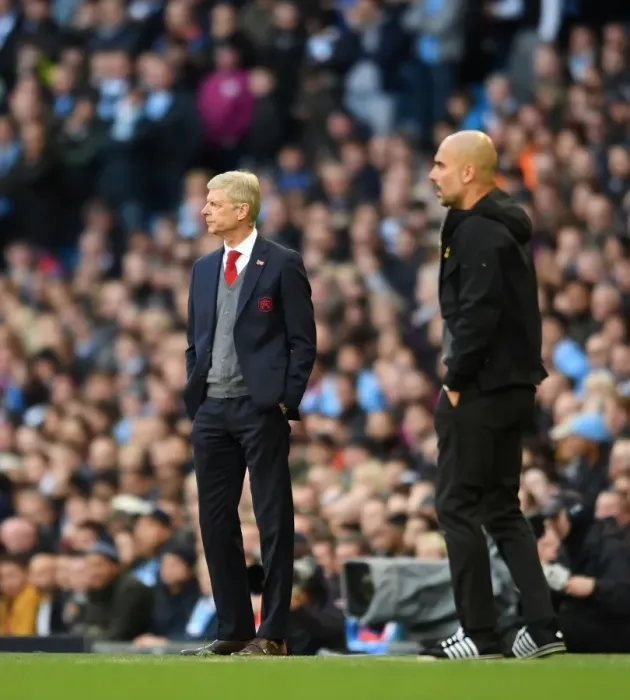 Framed Print : Arsene Wenger: A Tense Face-Off at Manchester City vs Arsenal, Premier League 2017-18 Framed Print : Arsene Wenger: A Tense Face-Off at Manchester City vs Arsenal, Premier League 2017-18