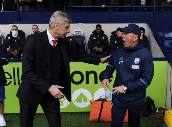 Framed Print : Arsene Wenger and Tony Pulis: A Pre-Match Handshake Before Arsenal vs. West Bromwich Albion (2017)