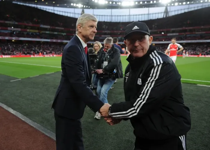 Framed Print : Arsene Wenger and Tony Pulis: A Pre-Match Handshake at the Emirates, Arsenal vs. West Bromwich Albion, Premier League, 2016