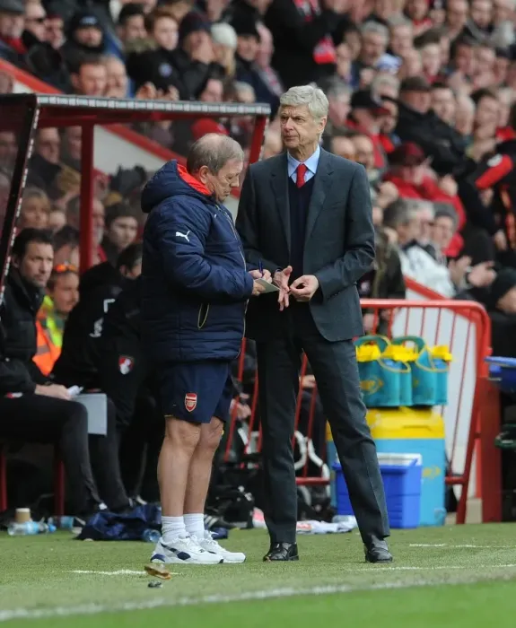 Framed Print : Arsene Wenger and Vic Akers: A Peek into Arsenal's Bournemouth Showdown (2015-16) Framed Print : Arsene Wenger and Vic Akers: A Peek into Arsenal's Bournemouth Showdown (2015-16)