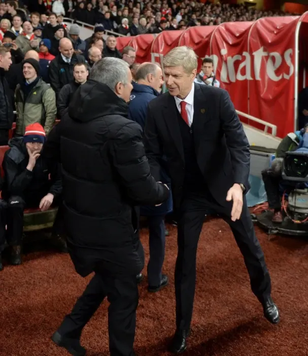 Framed Print : Arsene Wenger vs Jose Mourinho: A Premier League Rivalry Epic - Arsenal vs Chelsea (2013) Framed Print : Arsene Wenger vs Jose Mourinho: A Premier League Rivalry Epic - Arsenal vs Chelsea (2013)