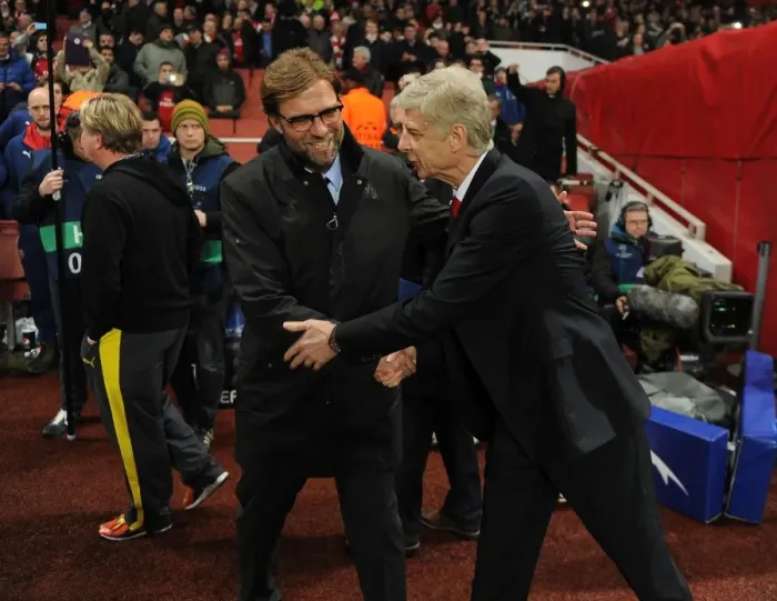 Framed Print : Arsene Wenger vs. Jurgen Klopp: A Pre-Match Rivalry - Arsenal vs. Borussia Dortmund (UEFA Champions League, 2014)