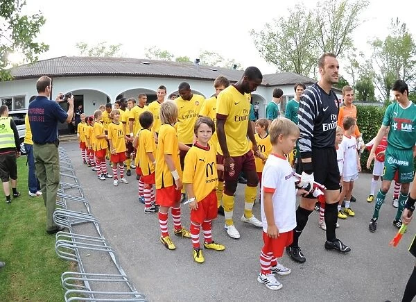 The Arsenla team line up before the match. SC Neusiedl 0:4 Arsenal, Sportzentrum Neusiedl