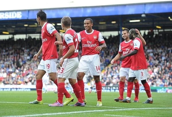 Arshavin, Chamakh, and Walcott: Celebrating Arsenal's 2-1 Win Over Blackburn Rovers