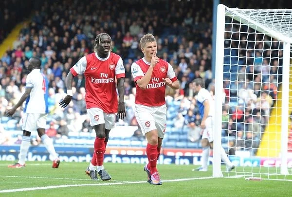 Arshavin and Sagna: Arsenal's Unstoppable Duo Celebrates the 2nd Goal Against Blackburn Rovers (28 / 8 / 2010)