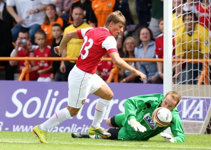 Framed Print : Arshavin Scores Arsenal's First Goal Against Barnet: 0-4 Pre-Season Victory Framed Print : Arshavin Scores Arsenal's First Goal Against Barnet: 0-4 Pre-Season Victory
