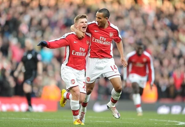 Arshavin and Walcott: Triumphant Moment as Arsenal Scores the Third Goal Against Burnley