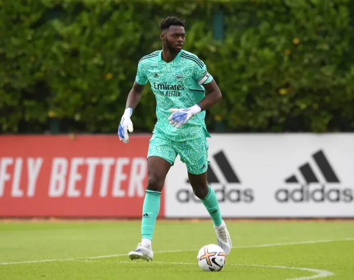 Framed Print : Arthur Okonkwo in Action: Arsenal's Pre-Season Training with Ipswich Town (2022-23)