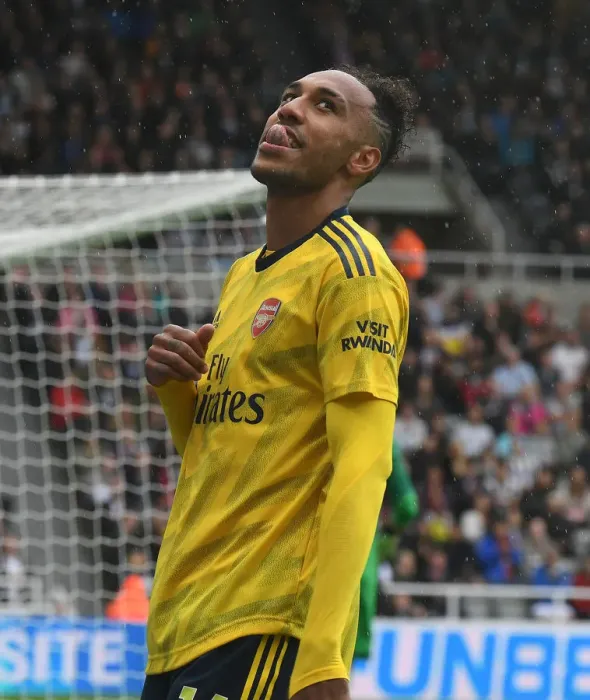 Framed Print : Aubameyang in Action: Arsenal vs. Newcastle United, Premier League 2019-20