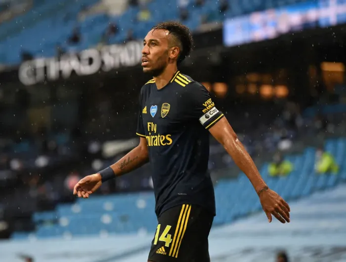 Framed Print : Aubameyang Faces Manchester City: Arsenal vs. Manchester City, Premier League 2019-2020