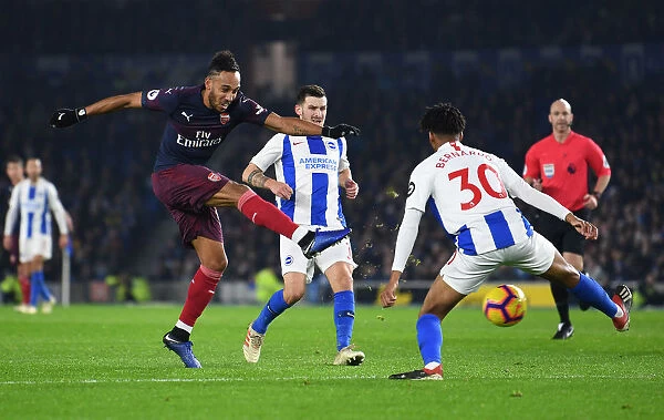 Aubameyang Faces Off Against Bernardo: Intense Moment from Brighton vs. Arsenal Premier League Clash
