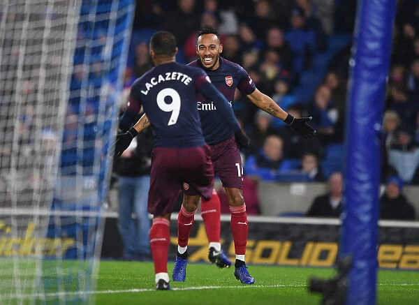 Aubameyang and Lacazette's Goal Celebration: Brighton vs. Arsenal, Premier League 2018-19
