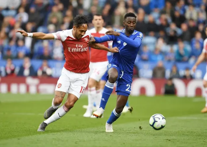 Framed Print : Aubameyang Outmaneuvers Ndidi: Leicester City vs. Arsenal FC, Premier League Showdown (2018-19) Framed Print : Aubameyang Outmaneuvers Ndidi: Leicester City vs. Arsenal FC, Premier League Showdown (2018-19)