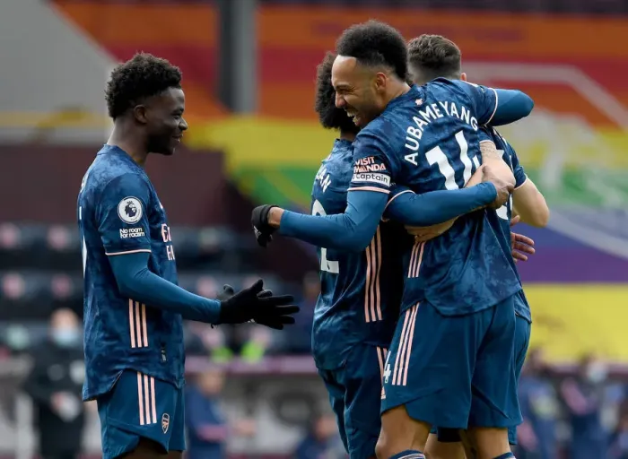 Framed Print : Aubameyang and Saka's Goal Celebration: Burnley vs Arsenal, 2021 Premier League Framed Print : Aubameyang and Saka's Goal Celebration: Burnley vs Arsenal, 2021 Premier League