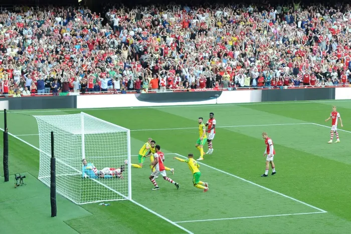 Framed Print : Aubameyang Scores: Arsenal vs Norwich City, Premier League 2021-22