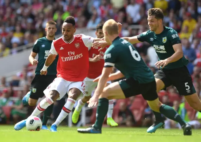 Framed Print : Aubameyang Scores Arsenal's Second Goal Against Burnley in 2019-20 Premier League Framed Print : Aubameyang Scores Arsenal's Second Goal Against Burnley in 2019-20 Premier League