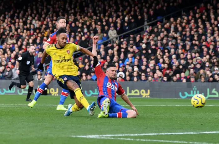 Framed Print : Aubameyang Scores: Crystal Palace vs. Arsenal, Premier League 2019-20