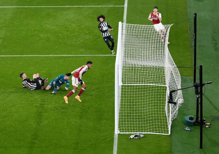 Framed Print : Aubameyang Scores FA Cup Goal: Arsenal Triumphs Over Newcastle