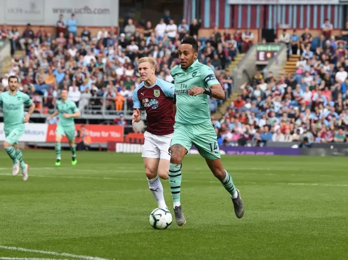 Framed Print : Aubameyang Scores First: Arsenal's Win at Burnley, Premier League 2018-19