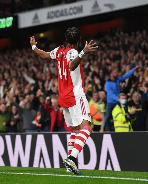 Framed Print : Aubameyang Scores First Goal of 2021-22 Premier League Season: Arsenal Triumphs Over Crystal Palace