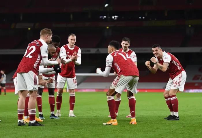 Framed Print : Aubameyang Scores First Goal of 2021 in Empty Emirates: Arsenal vs. Newcastle