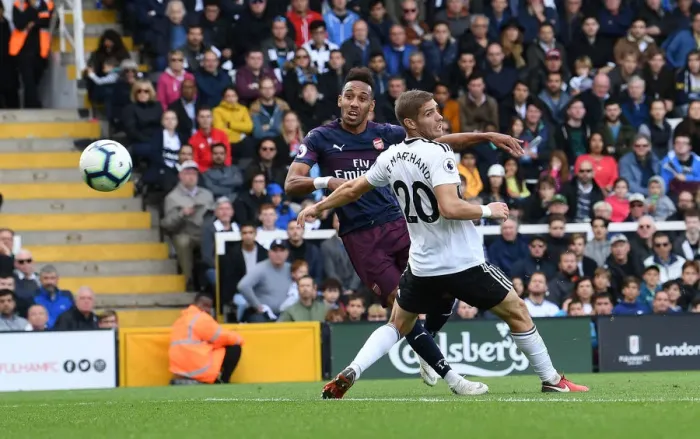 Framed Print : Aubameyang Scores Fourth Goal Against Fulham Amidst Defensive Pressure Framed Print : Aubameyang Scores Fourth Goal Against Fulham Amidst Defensive Pressure