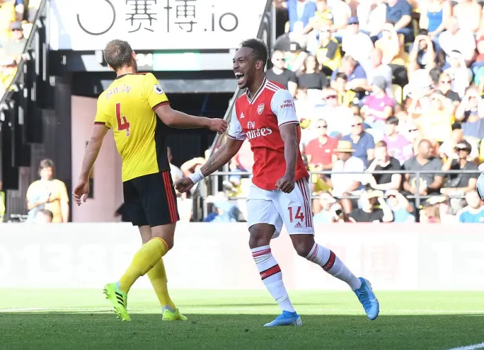 Framed Print : Aubameyang Scores Second: Arsenal Tops Watford in Premier League Clash Framed Print : Aubameyang Scores Second: Arsenal Tops Watford in Premier League Clash