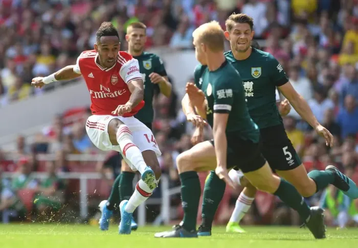 Framed Print : Aubameyang Scores His Second Goal: Arsenal's Victory Against Burnley (2019-20)