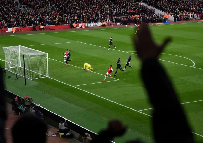 Framed Print : Aubameyang Scores His Second Goal: Arsenal's Victory Against Everton in the 2019-20 Premier League