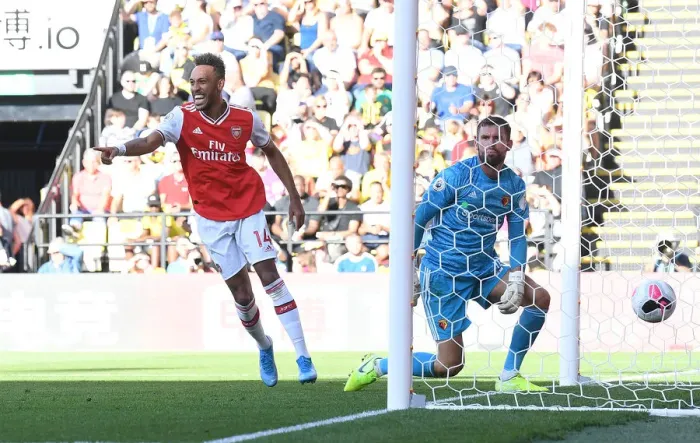 Framed Print : Aubameyang Scores Second Goal: Watford vs. Arsenal, Premier League 2019-20 Framed Print : Aubameyang Scores Second Goal: Watford vs. Arsenal, Premier League 2019-20