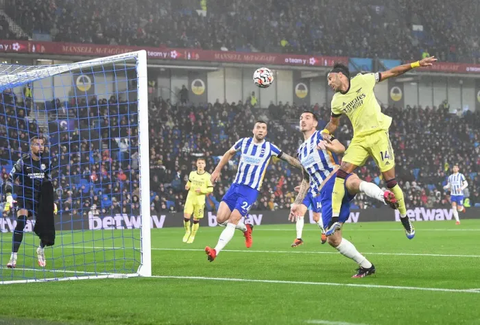 Framed Print : Aubameyang vs Dunk: Intense Clash in Brighton & Hove Albion vs Arsenal Premier League Match Framed Print : Aubameyang vs Dunk: Intense Clash in Brighton & Hove Albion vs Arsenal Premier League Match