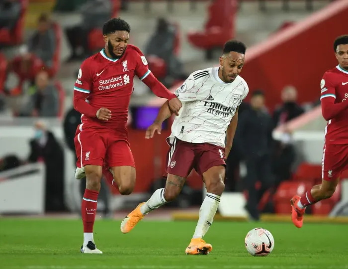 Framed Print : Aubameyang vs. Gomez: Liverpool vs. Arsenal, 2020-21 Premier League Clash Framed Print : Aubameyang vs. Gomez: Liverpool vs. Arsenal, 2020-21 Premier League Clash