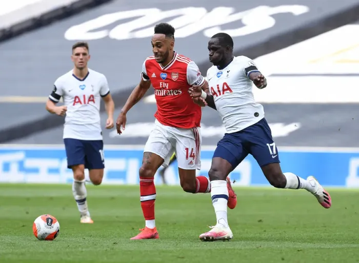 Framed Print : Aubameyang vs. Sissoko: Intense Rivalry Unfolds in the Premier League Clash between Arsenal and Tottenham, 2019-2020 Framed Print : Aubameyang vs. Sissoko: Intense Rivalry Unfolds in the Premier League Clash between Arsenal and Tottenham, 2019-2020