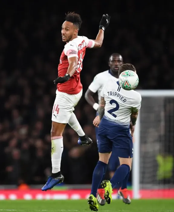 Framed Print : Aubameyang vs. Trippier: Carabao Cup Showdown - Arsenal vs. Tottenham Rivalry