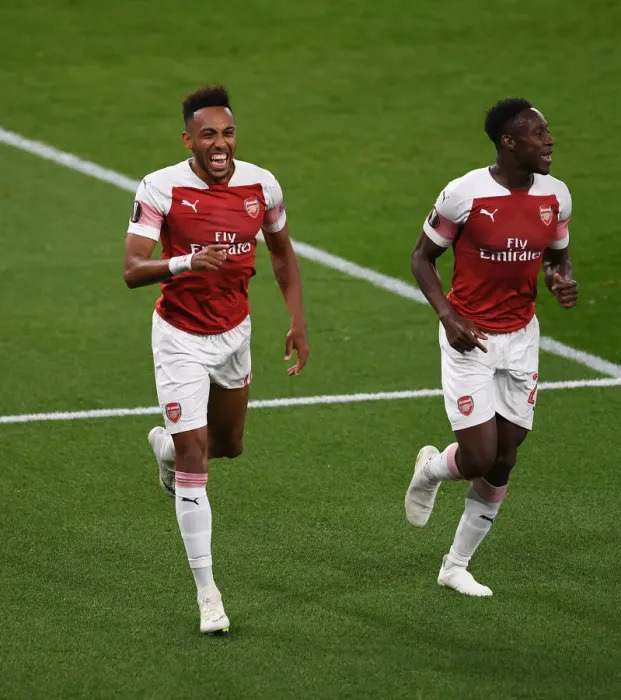 Framed Print : Aubameyang and Welbeck Celebrate Goal for Arsenal against Vorskla Poltava, UEFA Europa League 2018-19 Framed Print : Aubameyang and Welbeck Celebrate Goal for Arsenal against Vorskla Poltava, UEFA Europa League 2018-19
