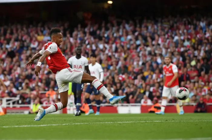 Framed Print : Aubameyang's Brace: Arsenal's Triumph Over Tottenham in the 2019-20 Premier League Framed Print : Aubameyang's Brace: Arsenal's Triumph Over Tottenham in the 2019-20 Premier League