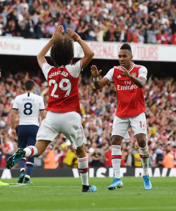 Framed Print : Aubameyang's Brace: Arsenal's Victory Celebration vs. Tottenham (2019-20)
