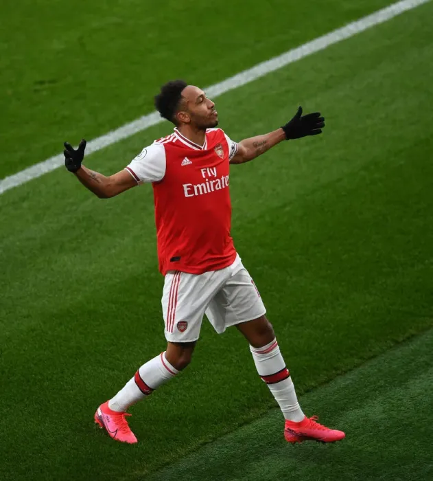 Framed Print : Aubameyang's Brace: Arsenal's Win Against Everton in Premier League (2020)