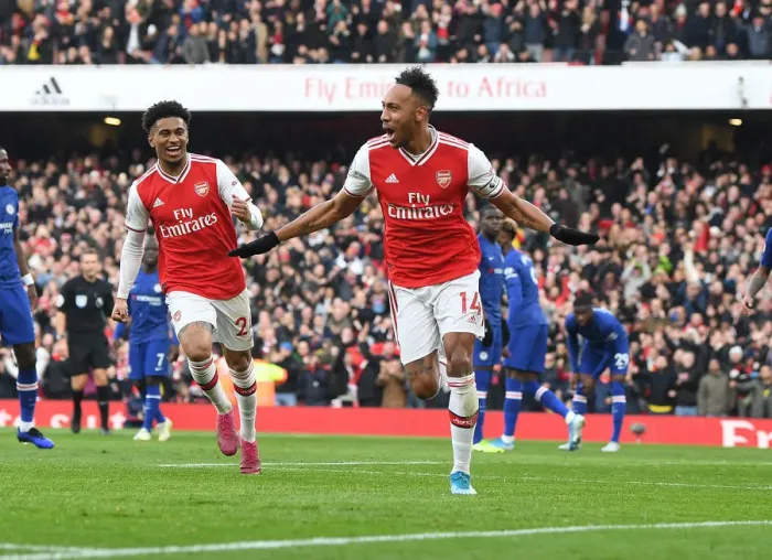 Framed Print : Aubameyang's Dramatic Winner: Arsenal Triumphs over Chelsea in the Premier League Showdown, 2019-20 Framed Print : Aubameyang's Dramatic Winner: Arsenal Triumphs over Chelsea in the Premier League Showdown, 2019-20