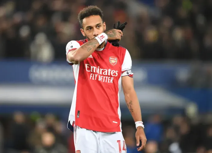 Framed Print : Aubameyang's Emotional Reaction: Everton vs. Arsenal, Premier League 2020-21