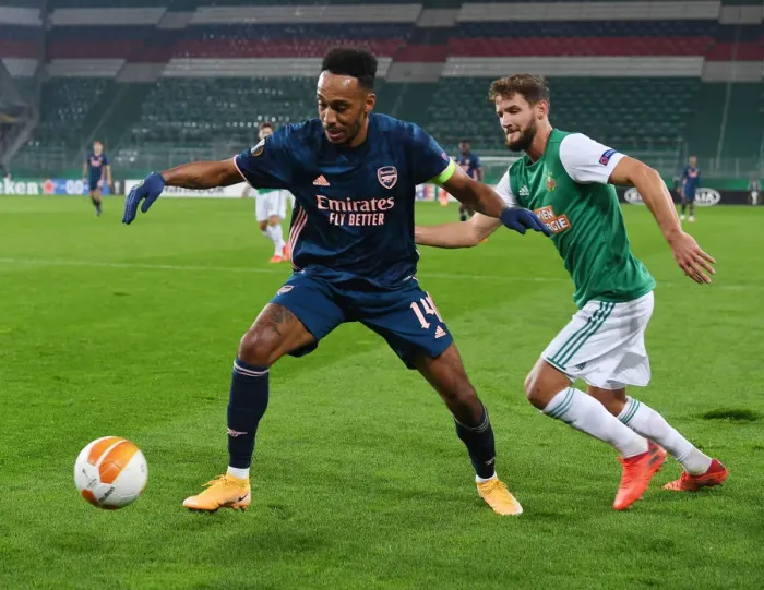 Framed Print : Aubameyang's Europa League Breakthrough: Arsenal's Victory over Rapid Vienna Framed Print : Aubameyang's Europa League Breakthrough: Arsenal's Victory over Rapid Vienna
