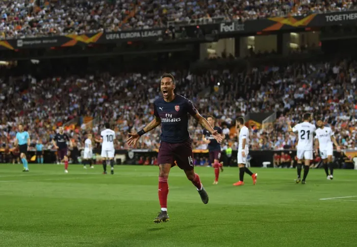Framed Print : Aubameyang's Europa League Heroics: Arsenal Secure Semi-Final Victory over Valencia Framed Print : Aubameyang's Europa League Heroics: Arsenal Secure Semi-Final Victory over Valencia