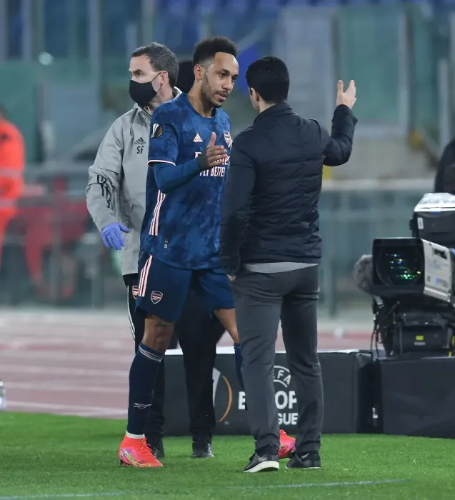 Framed Print : Aubameyang's Farewell: Arteta Substitutes Arsenal Star in Europa League Match vs. SL Benfica Framed Print : Aubameyang's Farewell: Arteta Substitutes Arsenal Star in Europa League Match vs. SL Benfica