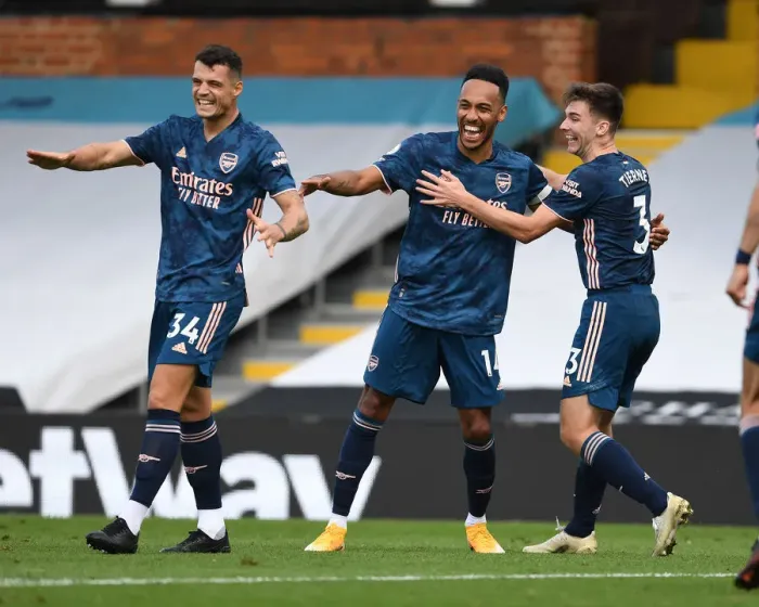 Framed Print : Aubameyang's Hat-Trick: Arsenal Thrash Fulham in Premier League