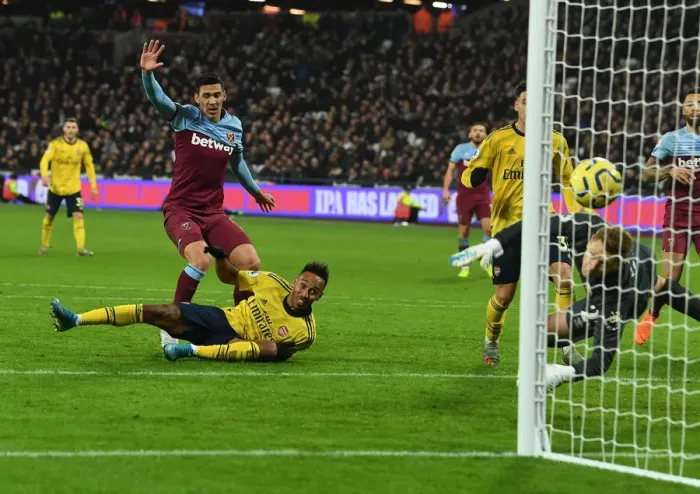 Framed Print : Aubameyang's Hat-Trick: Arsenal's Premier League Victory Over West Ham United (December 2019)