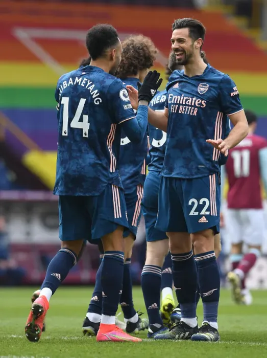 Framed Print : Aubameyang's Empty Netter: Arsenal's Star Strikes in Burnley's Quiet Turf Moor (2020-21)