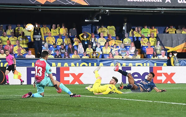Aubameyang's Saved Shot: Arsenal vs. Villarreal, UEFA Europa League Semi-Final Leg One (Behind Closed Doors)